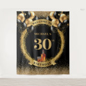 Elegant 30. Man Birthday Whiskey Party Banner Wandteppich (Vorderseite)