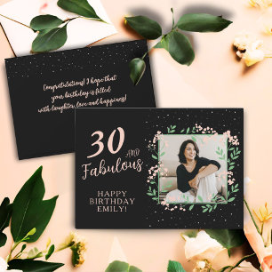 Elegant 30 und Fabulous Flower 30. Geburtstagsfoto Karte