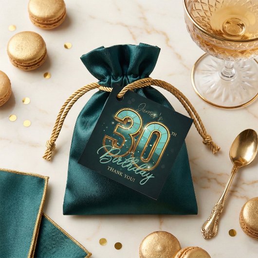 Elegant 30th Birthday Gold Teal 3D Effect Luxury Geschenkanhänger