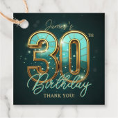 Elegant 30th Birthday Gold Teal 3D Effect Luxury Geschenkanhänger (Vorderseite)