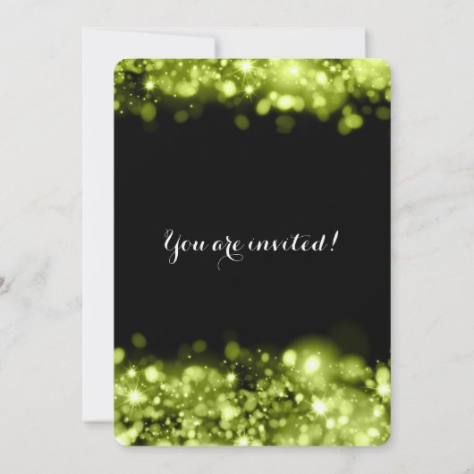 Elegant 30th Birthday Party Green Sparkling Lights Einladung (Rückseite)