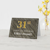 Elegant 31. Geburtstag: Imitate Holz, Imitate Gold Karte (Gelbe Blume)