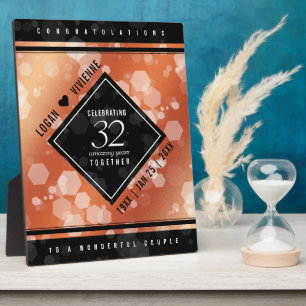 Elegant 32. Bronze Wedding Anniversary Plaque Fotoplatte