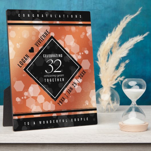 Elegant 32. Bronze Wedding Anniversary Plaque Fotoplatte (Seite)