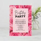 Elegant 32. Geburtstag Floral Pink Roses Einladung (Stehend Vorderseite)