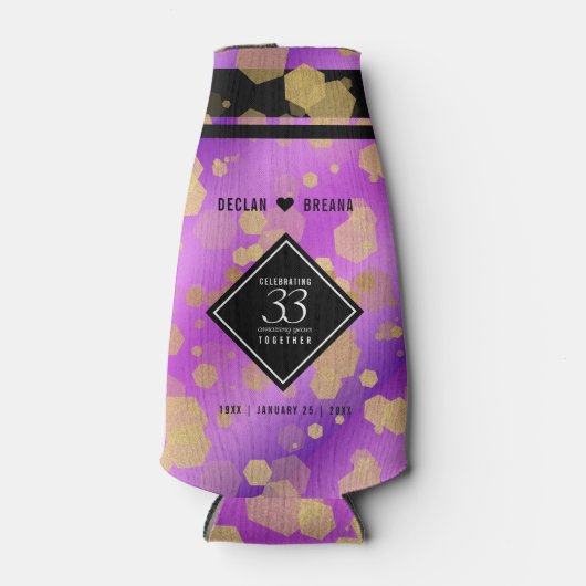 Elegant 33. Geburtstag von Amethyst Flaschenkühler (Vorderseite)