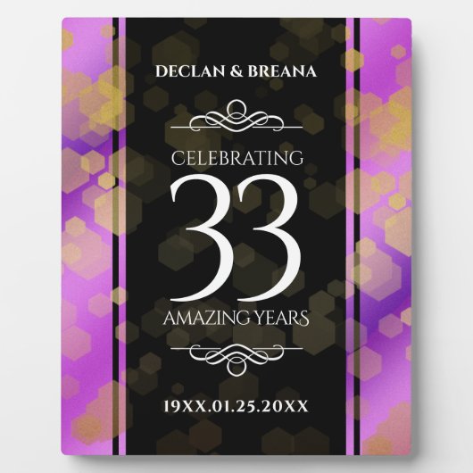 Elegant 33. Geburtstag von Amethyst Fotoplatte (Vorderseite)