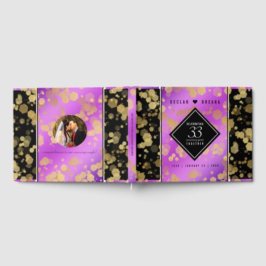 Elegant 33. Geburtstag von Amethyst Gästebuch (Voll)