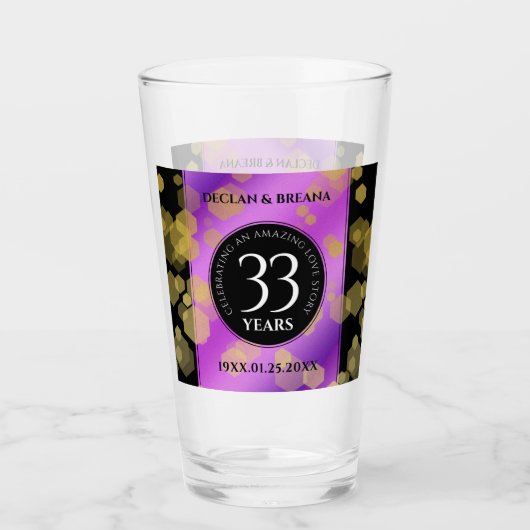 Elegant 33. Geburtstag von Amethyst Glas (Vorderseite)