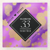 Elegant 33. Geburtstag von Amethyst Glasuntersetzer (Vorderseite)