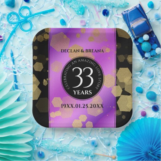 Elegant 33. Geburtstag von Amethyst Pappteller (Party)