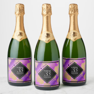 Elegant 33. Geburtstag von Amethyst Schaumweinetikett