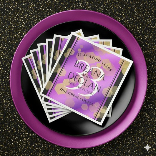 Elegant 33. Geburtstag von Amethyst Serviette
