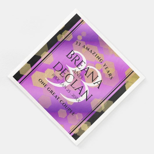 Elegant 33. Geburtstag von Amethyst Serviette (Ecke)
