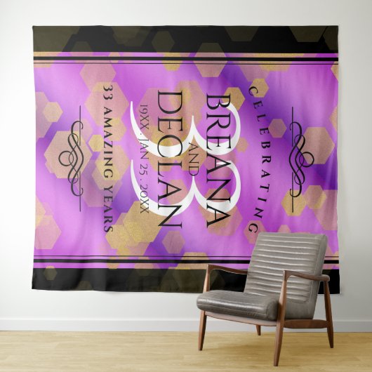 Elegant 33. Geburtstag von Amethyst Wandteppich (Beispiel (Horizontal))