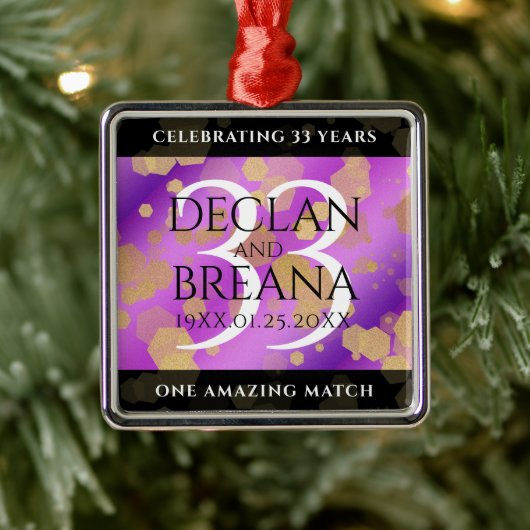 Elegant 33rd Amethyst Wedding Anniversary Ornament Aus Metall (Baum)