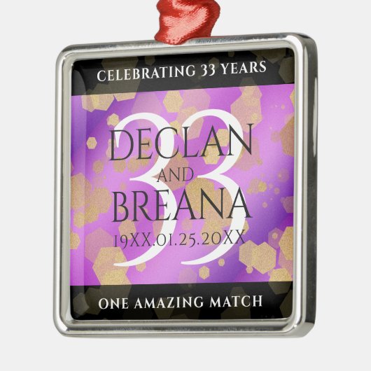 Elegant 33rd Amethyst Wedding Anniversary Ornament Aus Metall (Links)