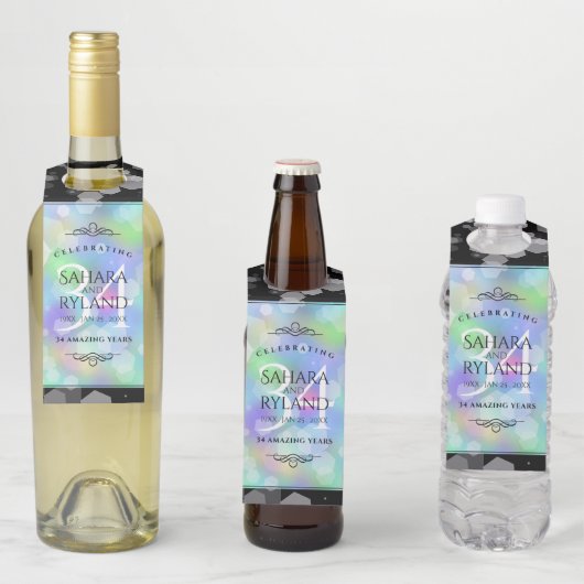 Elegant 34. Opal Hochzeitstag Flaschenanhänger (Beispiel)