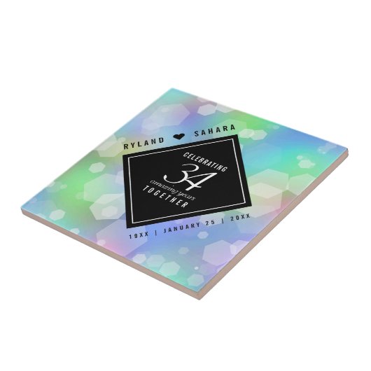 Elegant 34. Opal Hochzeitstag Fliese (Seite)