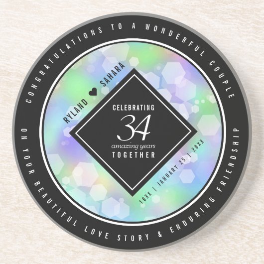 Elegant 34. Opal Hochzeitstag Getränkeuntersetzer (Vorne)