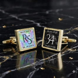 Elegant 34. Opal Hochzeitstag Manschettenknöpfe Gold