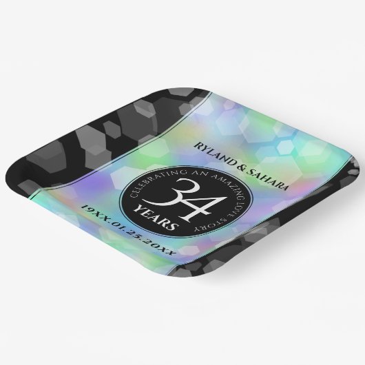 Elegant 34. Opal Hochzeitstag Pappteller (Gewinkelt)