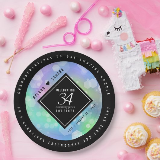 Elegant 34. Opal Hochzeitstag Pappteller (Party)