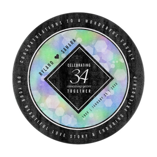 Elegant 34. Opal Hochzeitstag Schneidebrett (Vorderseite)