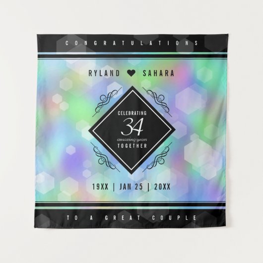 Elegant 34. Opal Hochzeitstag Wandteppich (Vorderseite)