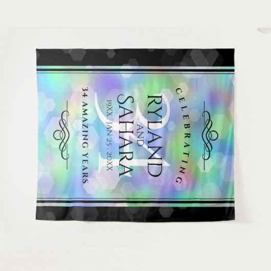 Elegant 34. Opal Hochzeitstag Wandteppich (Vorderseite (Horizontal))