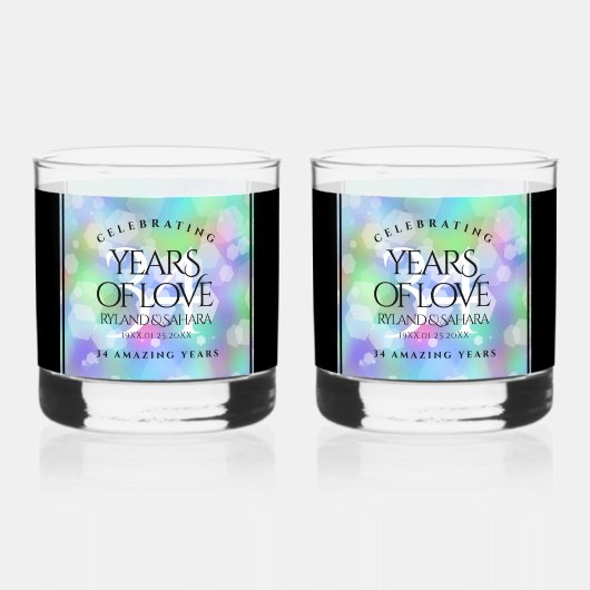 Elegant 34. Opal Hochzeitstag Whiskyglas (Vorderseite)