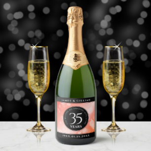 Elegant 35. Geburtstagsfeier der Korallen Schaumweinetikett