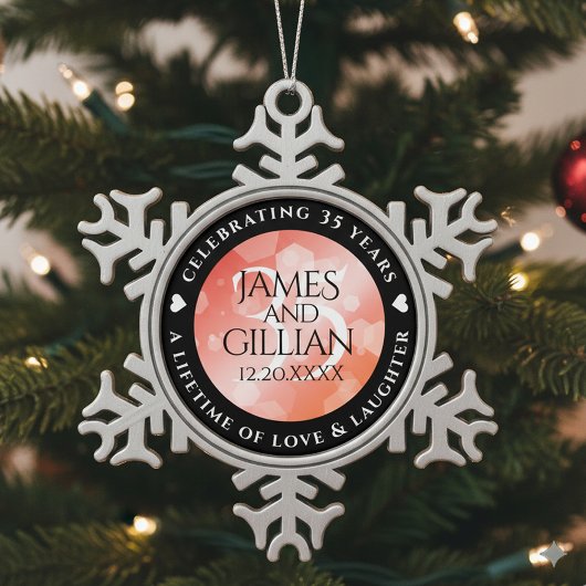 Elegant 35. Geburtstagsfeier der Korallen Schneeflocken Zinn-Ornament