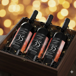 Elegant 35. Geburtstagsfeier der Korallen Weinetikett
