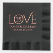Elegant 35th Coral Wedding Anniversary Years Servietten Mit Folie (Vorderseite)