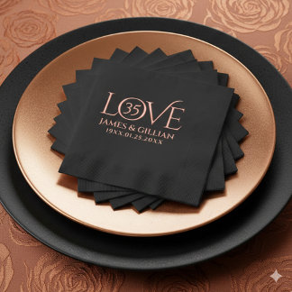 Elegant 35th Coral Wedding Anniversary Years Servietten Mit Folie