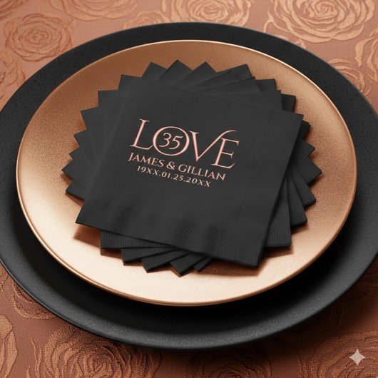 Elegant 35th Coral Wedding Anniversary Years Servietten Mit Folie
