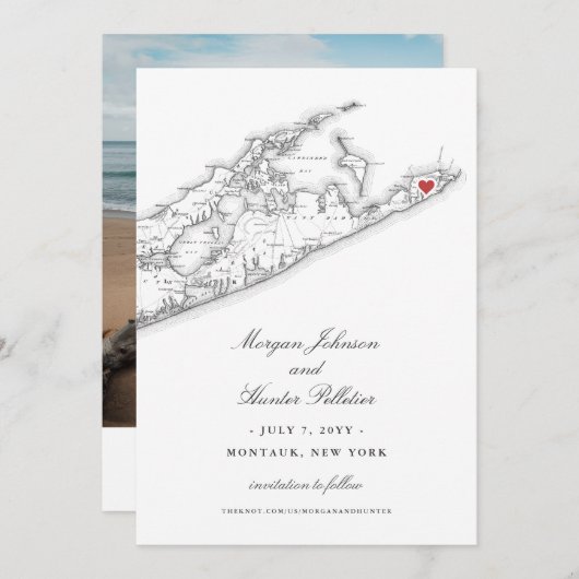 Elegant 360 East at Montauk Downs Wedding Save The Date (Vorne/Hinten)