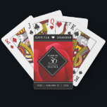 Elegant 36th Rose Wedding Anniversary Celebration Spielkarten<br><div class="desc">Celebrate the 36th rose wedding anniversary with these stylish playing cards! Elegant white lettering on a romantic red rose background add a memorable touch for this special occasion and extraordinary milestone. Personalize with the couple's names and years of marriage.

Design © W.H. Sim. See more at zazzle.com/expressionsoccasions</div>