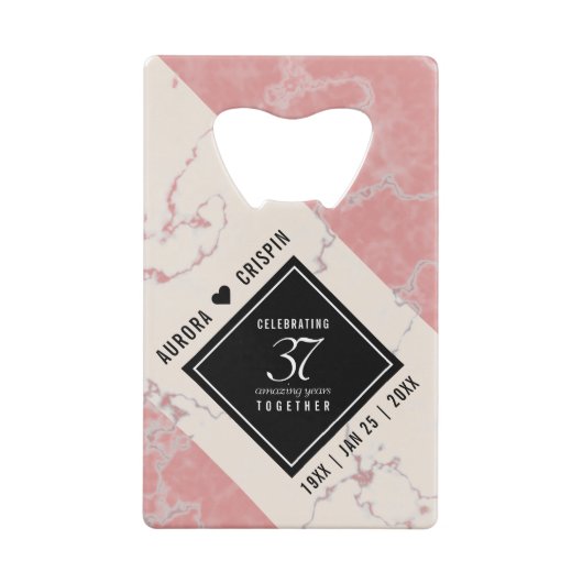 Elegant 37. Alabaster Hochzeitstag Geldbeutel Flaschenöffner (Rückseite)