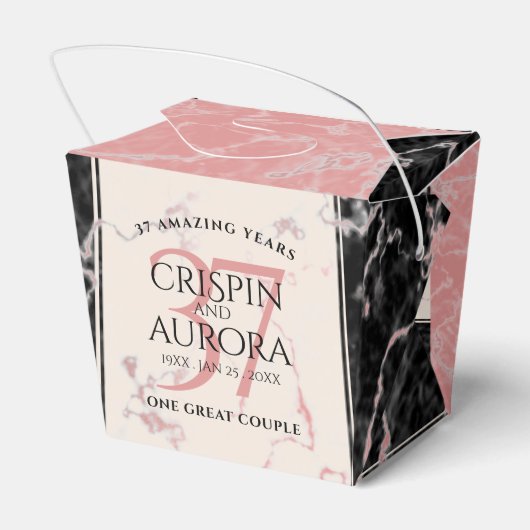 Elegant 37. Alabaster Hochzeitstag Geschenkschachtel (Rückseite)
