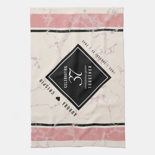 Elegant 37. Alabaster Hochzeitstag Geschirrtuch (Vertikal)