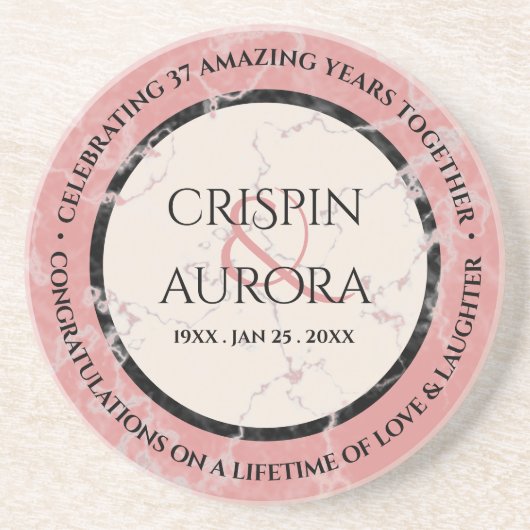 Elegant 37. Alabaster Hochzeitstag Getränkeuntersetzer (Vorne)