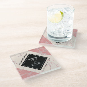 Elegant 37. Alabaster Hochzeitstag Glasuntersetzer