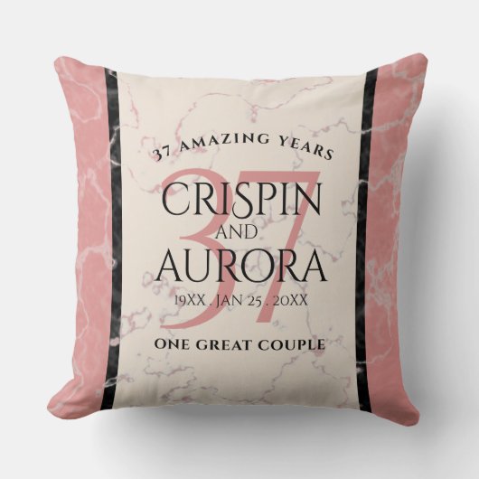 Elegant 37. Alabaster Hochzeitstag Kissen (Vorderseite)