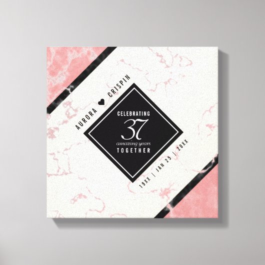 Elegant 37. Alabaster Hochzeitstag Leinwanddruck (Vorderseite)