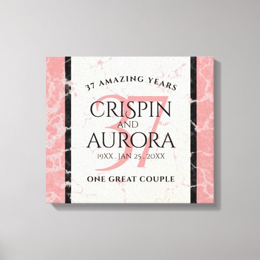 Elegant 37. Alabaster Hochzeitstag Leinwanddruck (Vorderseite)