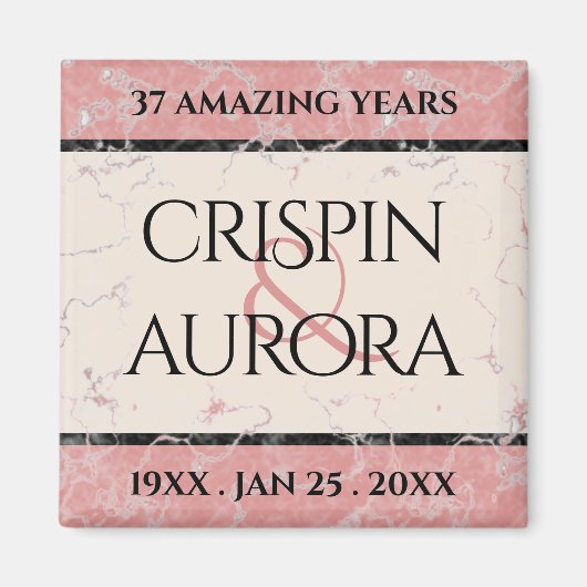 Elegant 37. Alabaster Hochzeitstag Magnet (Vorne)