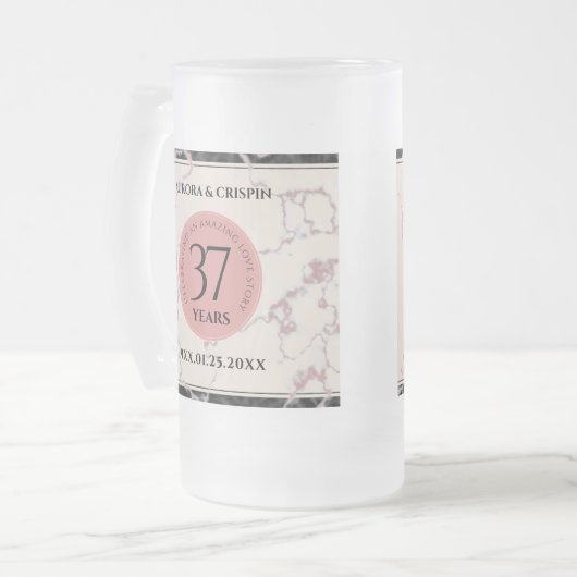 Elegant 37. Alabaster Hochzeitstag Mattglas Bierglas (Vorderseite Links)