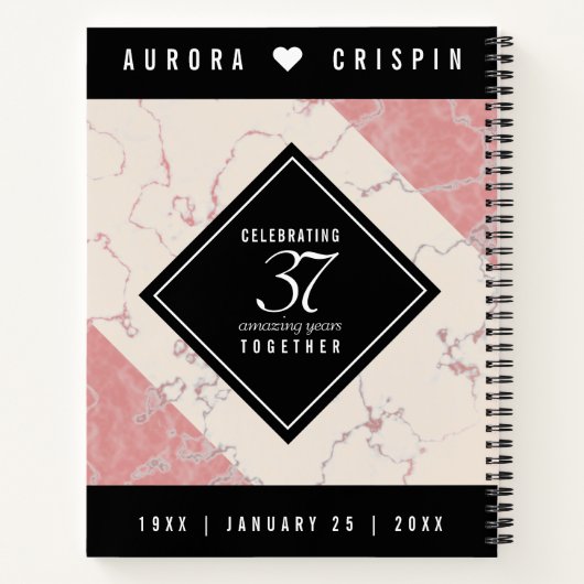 Elegant 37. Alabaster Hochzeitstag Notizblock (Rückseite)